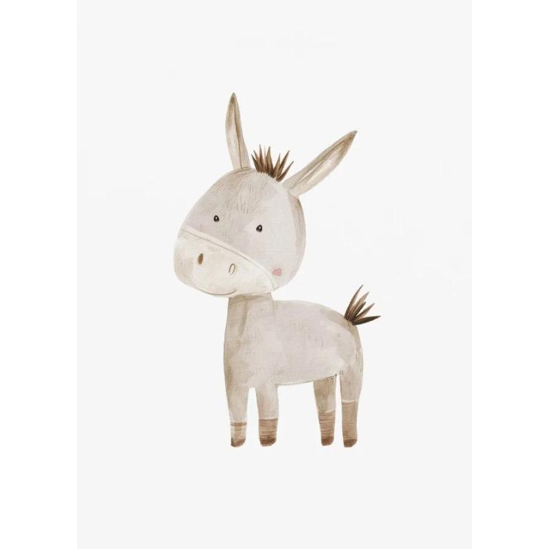 Cute Cartoon Animals Posters Giraffe Donkey Cattle Sheep Prints Canvas Printing Rustic Farmhouse Wall Art Picture for Home Decor