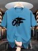 Men's 100% Pure Cotton Summer Casual Loose Fashion Letter Otf Simple Creative Pattern Printed Round Neck T-shirt Versatile Top