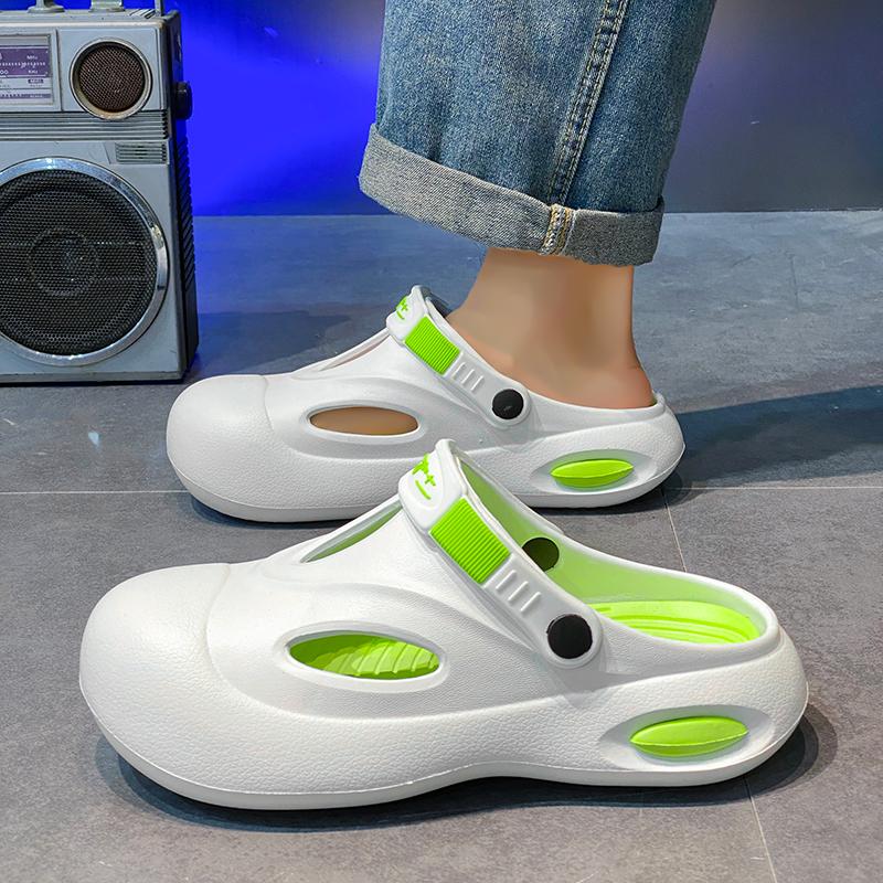 38-45 Men's Plus Size Simple and Fashionable Indoor Toe Slippers Outdoor Beach Shoes Perforated Shoes