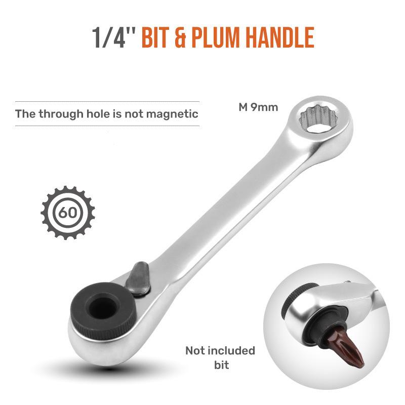 Mini Ratchet, Socket Wrench, Screwdriver, Small Fly Wrench, Batch Head, Handle, Portable 6.35mm