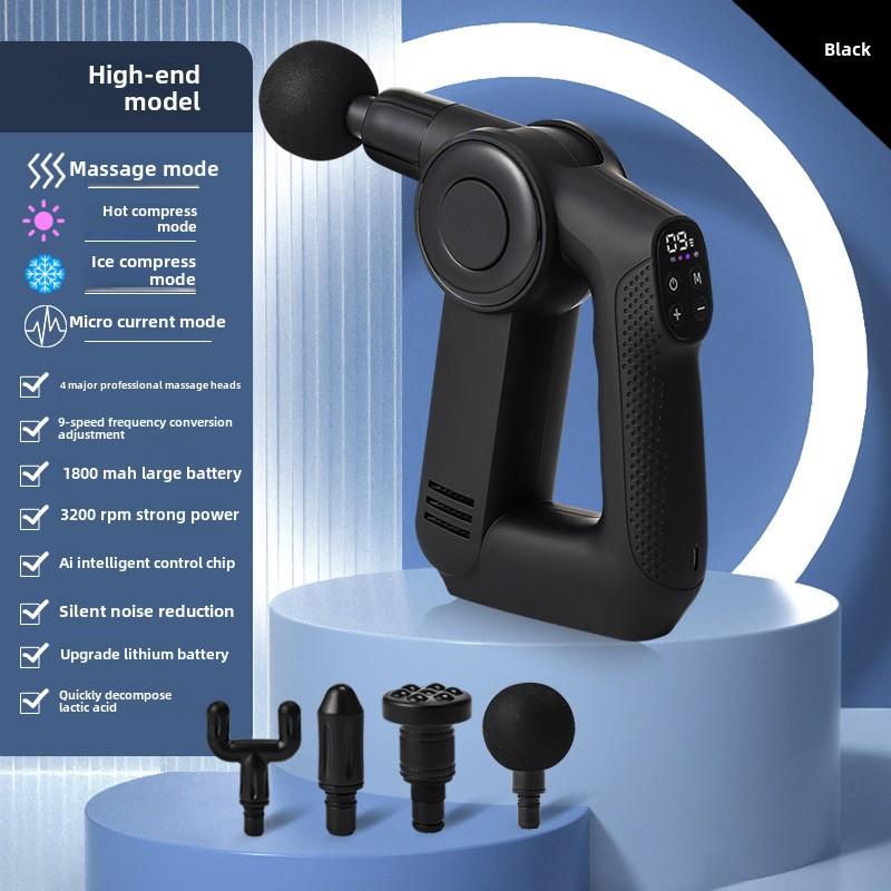 

Мини-массажер для расслабления мышц, глубокотканный, фасциальный, постукивающий, вибрационный для тела, с чередованием горячего и холодного, ручной фасциальный массажный пистолет чёрный