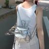 Fashion Silver Backpack Bag 2024 New Cute Women's Bag Korean Version Niche Backpack Versatile Portable Shoulder Bag