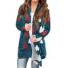 Women's Fashionable Loose-Fit Casual Cardigan With Christmas Print Mid-Length Coat