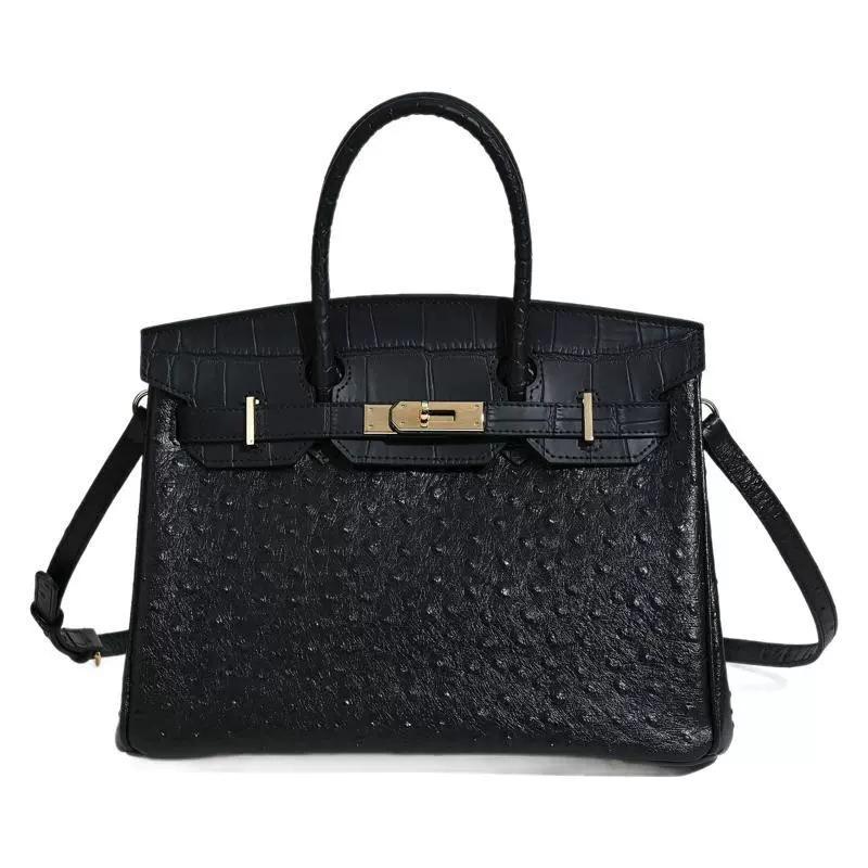 Grenzüberschreitend 2025 neue europäische und amerikanische Tasche Rindsleder erste Schicht Straußenmuster Leder Damenhandtasche große Kapazität lässige Handtasche