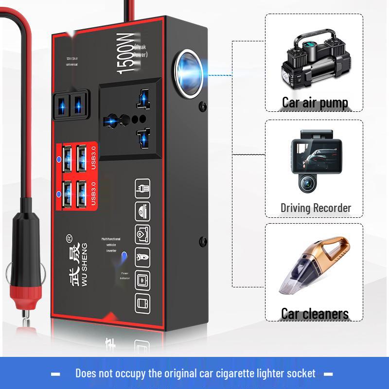 High-Power Car Inverter 12V/24V to 220V Universal Fast Charger