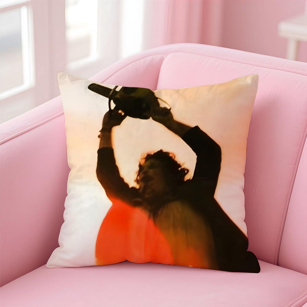 TThe Texas Chainsaw Massacre Cushion Cover Pillowcase Short Plush Invisible Zipper Room Sofa Cushion Cover