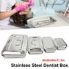 Nytt rostfritt stål Tandinstrumentbricka Rektangulär med lock Förvaringslåda Silver Tandläkarbricka