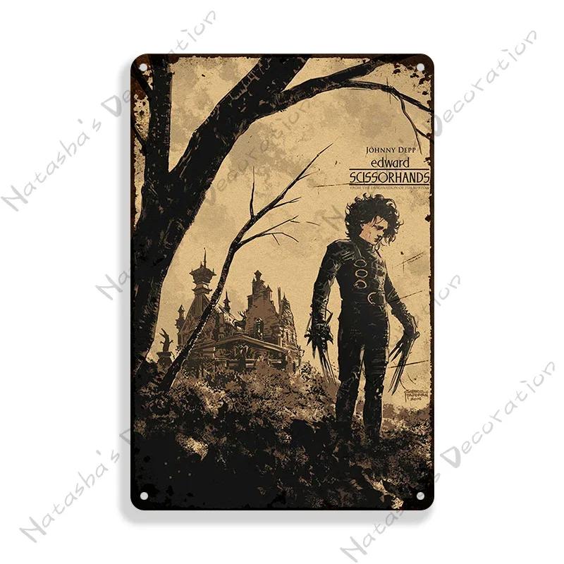 Edward Scissorhands Old Movie Metal Poster Decorative Plate Bar Wall Metal Tin Sign Metal Signs Home Wall PlatePlaque