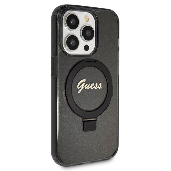 Guess Guhmp13Xhrsgsk Iphone 13 Pro Max 6.7 Czarny/Black Hardcase Ring Stand Script Glitter Magsafe