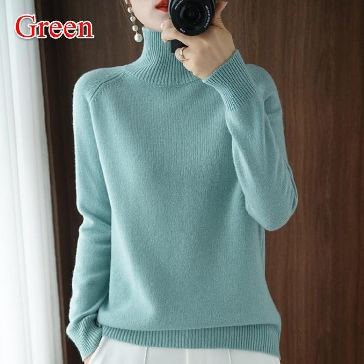 Womens Pure Cashmere Wool High Neck Knit Sweater Pullover Autumn Winter Ladies Turtleneck Pull Femme Warm Soft Casual