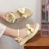 Summer New Sandals Women's Round Head Open Toe Butterfly Knot Soft Soled Platform Flat Shoes