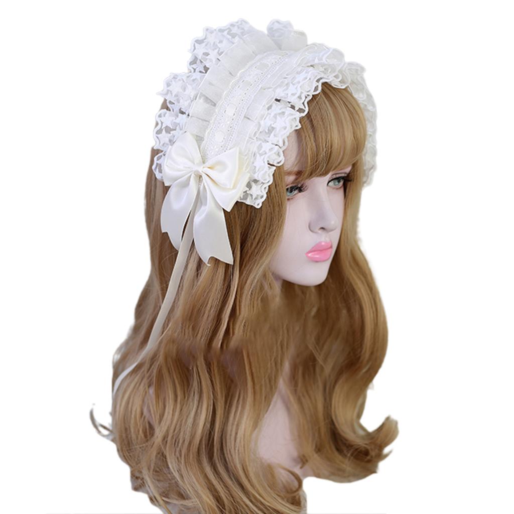 Lolita Maid Cosplay Hair Accessory Headband Japanese Star Lace Ribbon Headdress