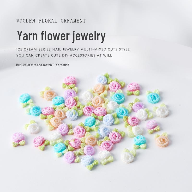 Colorful Resin Flower Nail Art Accessories - 50 Pcs of 3D Flat Bottom Roses