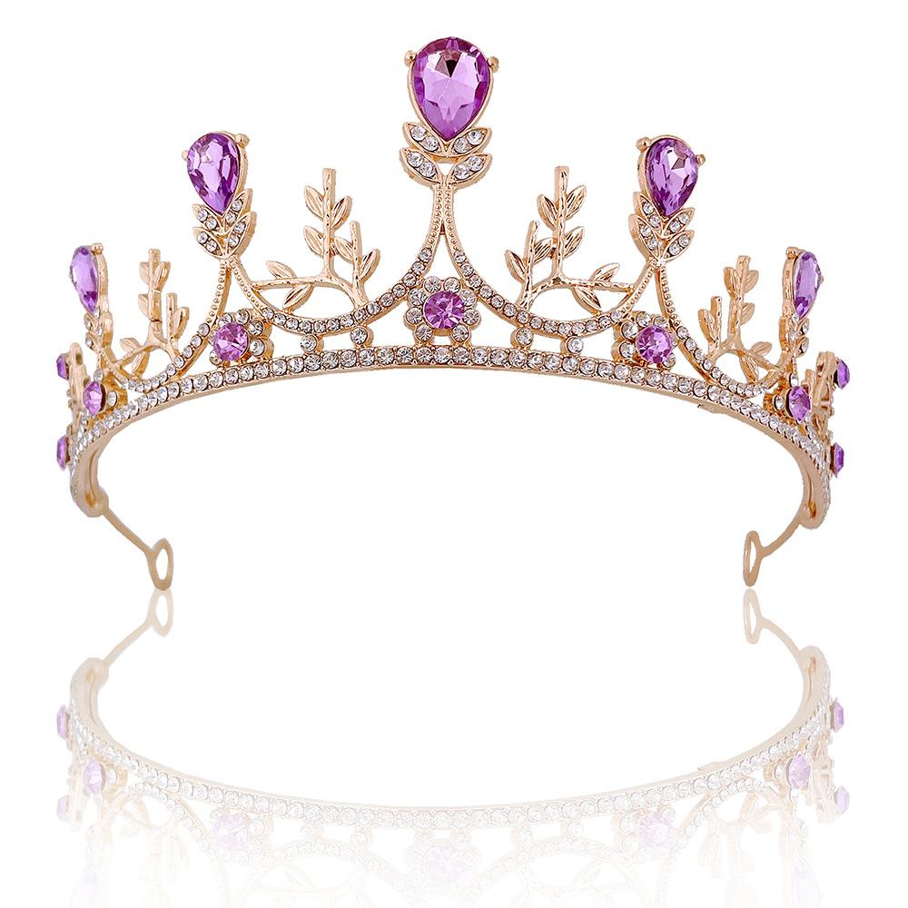 Glasses Shoes Women's Purple New Bridal Headwear Baroque Exquisite Crown Bride Crown Wedding Accessories Crown Hair Accessories