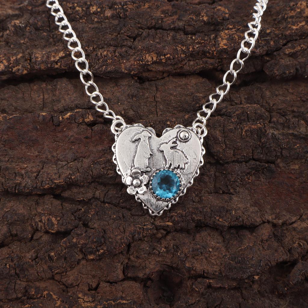 Schweizer Blautopas Anhänger Edelstein, 925 Massiv Sterlingsilber Anhänger Schmuck, Handgefertigter Anhänger, Silberschmuck zum Verschenken