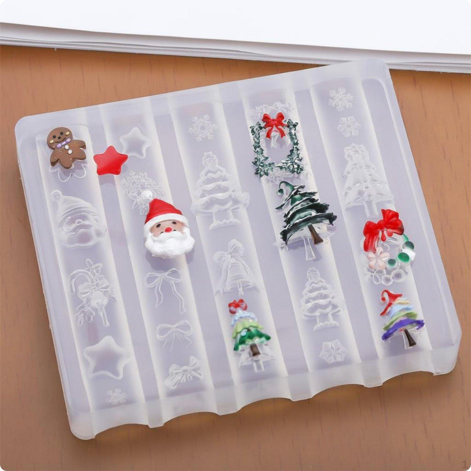 Christmas Nail Design Form Easy to Demold Charm Template DIY Friendly for Home