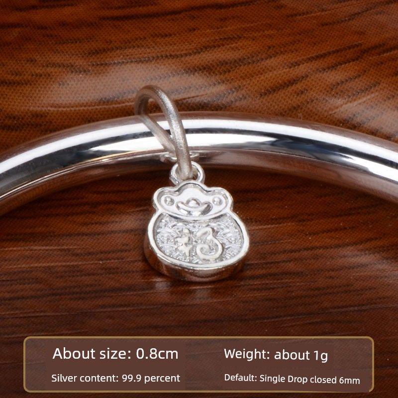 

Pure Silver 999 Sterling Silver Accessories Hand-Woven Slip DIY Accessories Argent Pur Hanging Piece Pendant Chinese Fad Silver Accessories Beaded Gown Yuanbao Bag Pendant(Foot Silver 999)