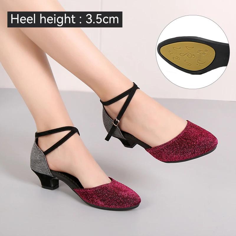 Women's Latin Dance Shoes Ballroom Shiny Salsa Dance Shoes Tango Ladies Girls Comfortable Dancing Shoes for Women Heel 5.5cm