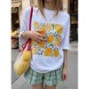Summer Vibe Lemon Print Short Sleeve T-Shirt For Women, Fashion & Casual