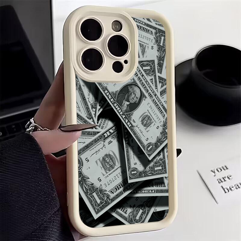 

Black Bamboo Full-Coverage Banknote Design Silicone Phone Case For iPhone 17 16 15 14 13 12 11 Pro Max 16 Plus 16E 17 Air Cover iPhone 11 Pro