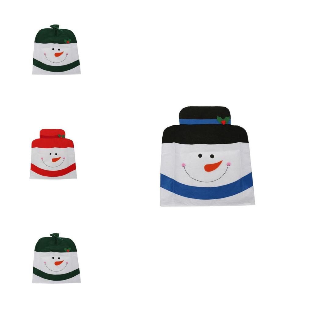 Christmas Chair Cover Set With Snowman Design For Holiday Home Decor