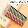 12pc/24Pcs Colorful Refils Diamond Head Refill Creative Candy 12 Color Gel Pen Refills 0.38mm Office Stationery School Supplies 2025