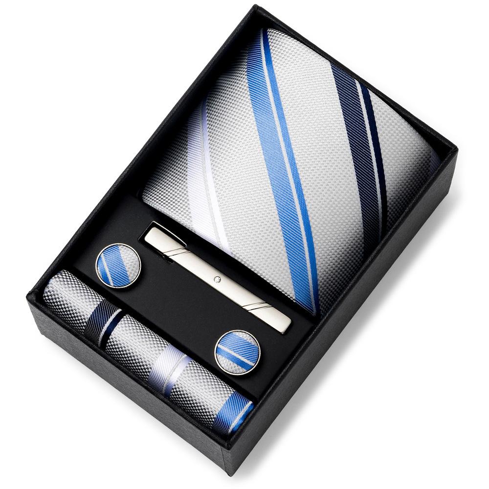 Men'S Tie Net Color Striped Jacquard Yarn Business Professional Tie Set Men'S Gift Box