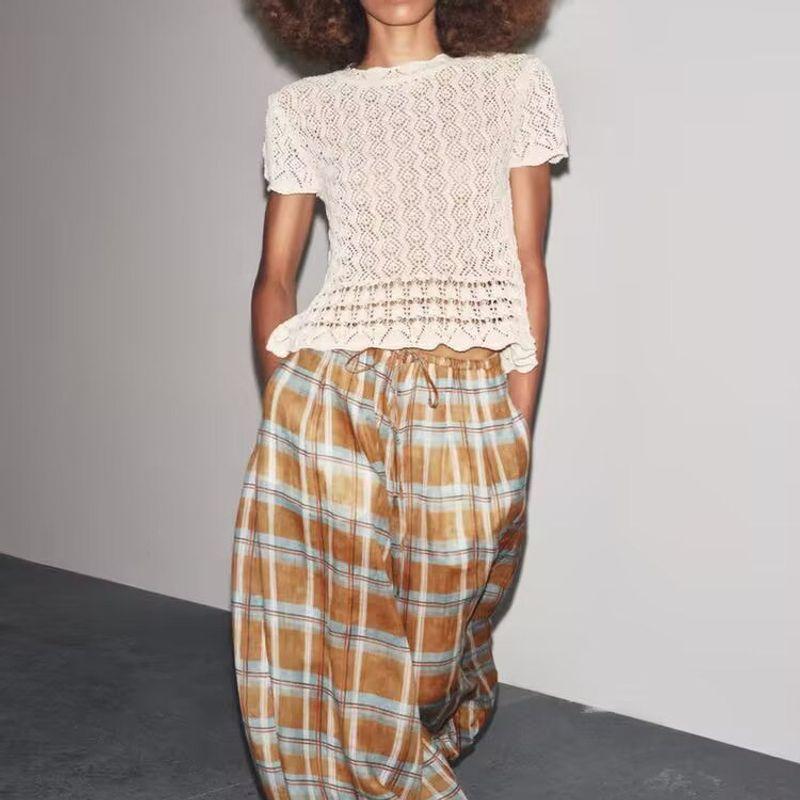 ZA Fall and Winter New Women's Clothing ZR Fashion Style Fashion Joker Casual Gingham Puffy Pants 5289245 802