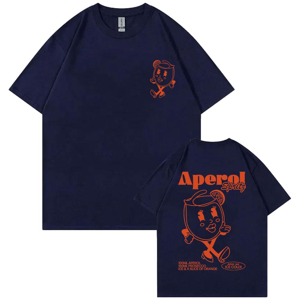 Funny Aperol Spritz Cocktail Graphic Tshirt Men Women Cute Vintage Cartoon Oversized T-shirts Men's Casual 100% Cotton Tee Shirt