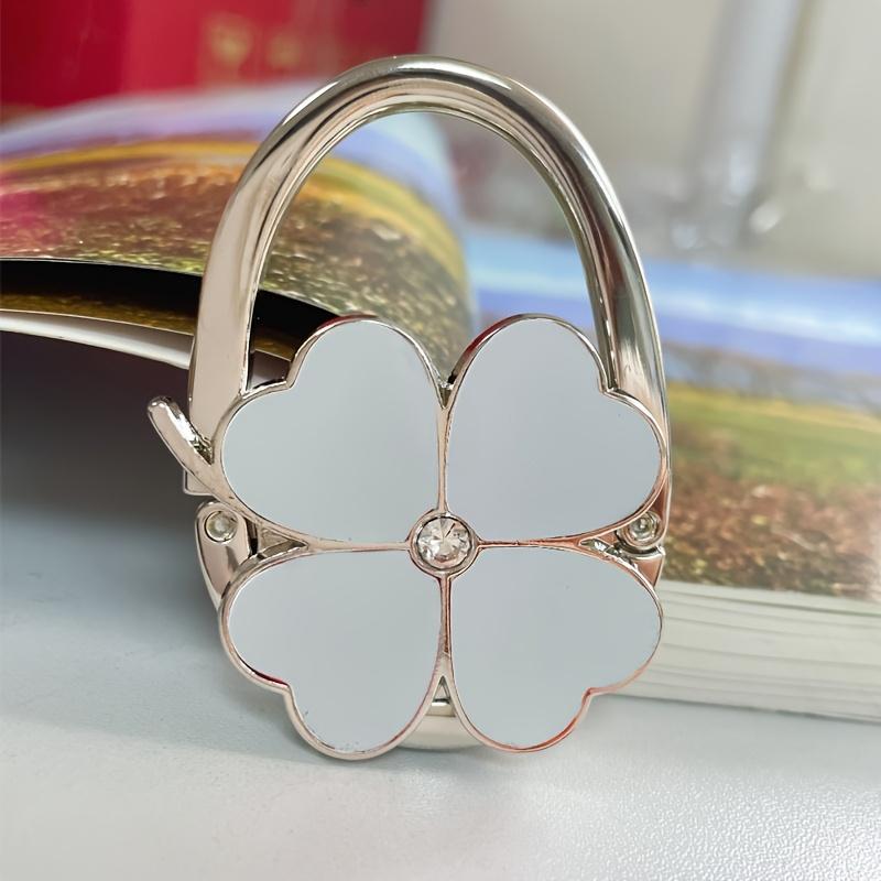 Creative Folding Lucky Grass Hanging Hook Four-leaf Clover Bag Hook Tableside Hanging Hook No Drilling or Glue Required