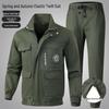 Men's Camouflage Workwear Set: Elastic, Thickened, Anti-Scald, Wear-Resistant Suit for Soldiers, Auto Repair, Electric Welders, and Labor Protection.