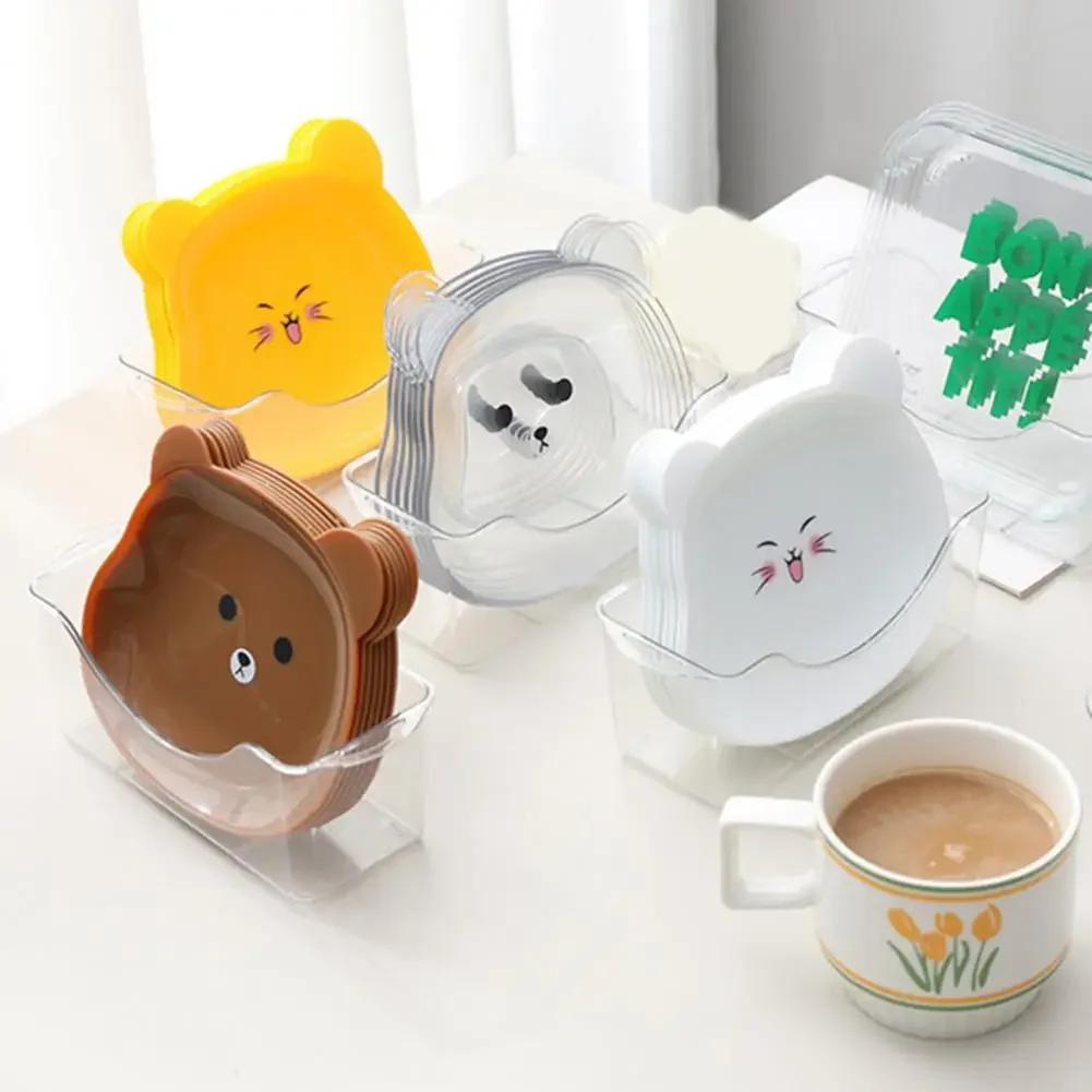 Cute Bear Shaped Bone Spitting Dish Cartoon Plastic Snack Tray Set Kitchen Desktop Anti Fall Plate Residue Fruit Plate Tableware