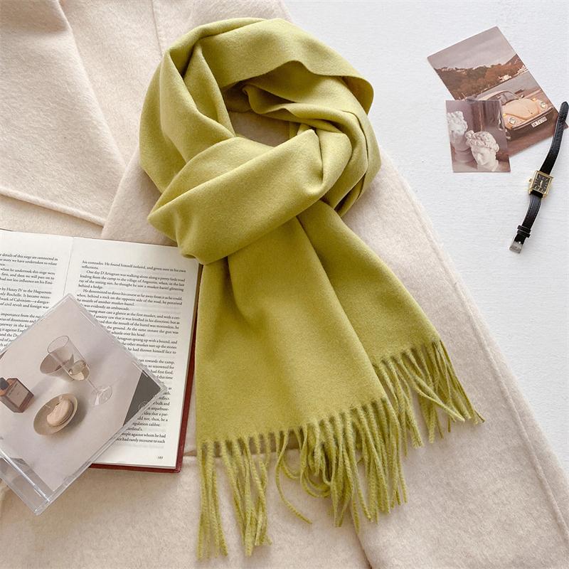 Luxury Wool Scarf For Women Fashion Warm Cashmere Scarves Korean Style Solid Knitted Shawl Wrap Pashmina Bandana Christmas Gift