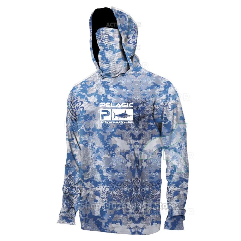 PELAGIC camouflage fishing suit for men and women long-sleeved mask hoodie sun protection breathable fishing suit can be