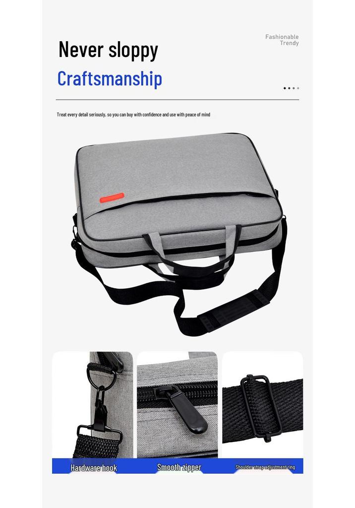 Handheld Crossbody Laptop Briefcase 15.6" - Single Shoulder, Large Capacity, Business Casual Tablet Bag