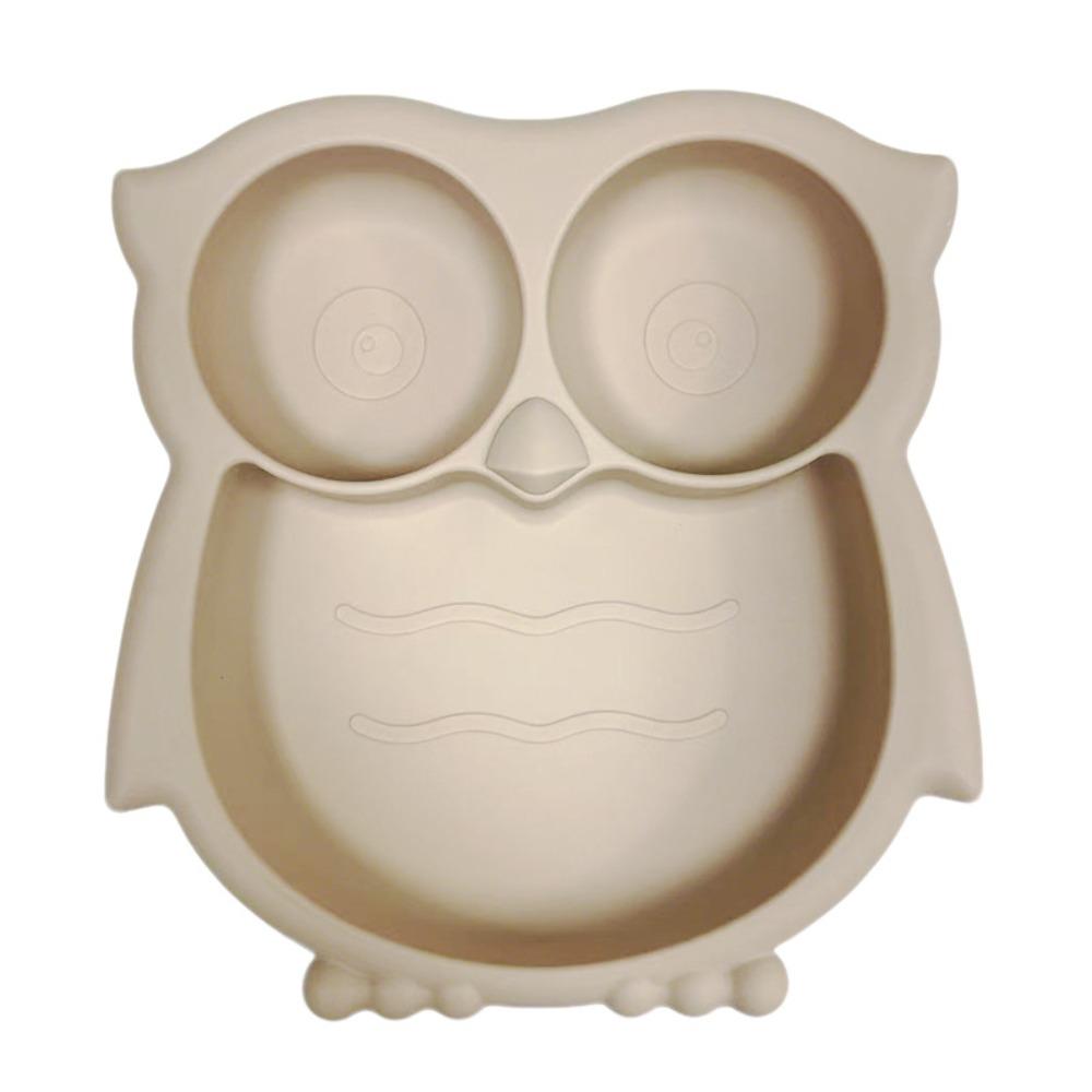 Owl Shape Toddler Suction Plates Food-Grade Silicone BPA-Free Stay Put Divided Baby Plates Non-Slip Unbreakable Baby Plate