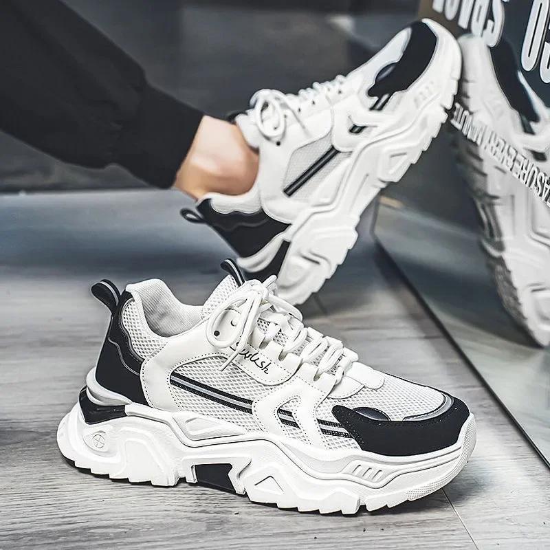 Mesh Atmungsaktiv Dicke Sohle Weich und Bequem Sportliche Dad Schuhe Lässig Plateau Sport Rutschfest Herrenschuhe Zapatillas Hombre2024