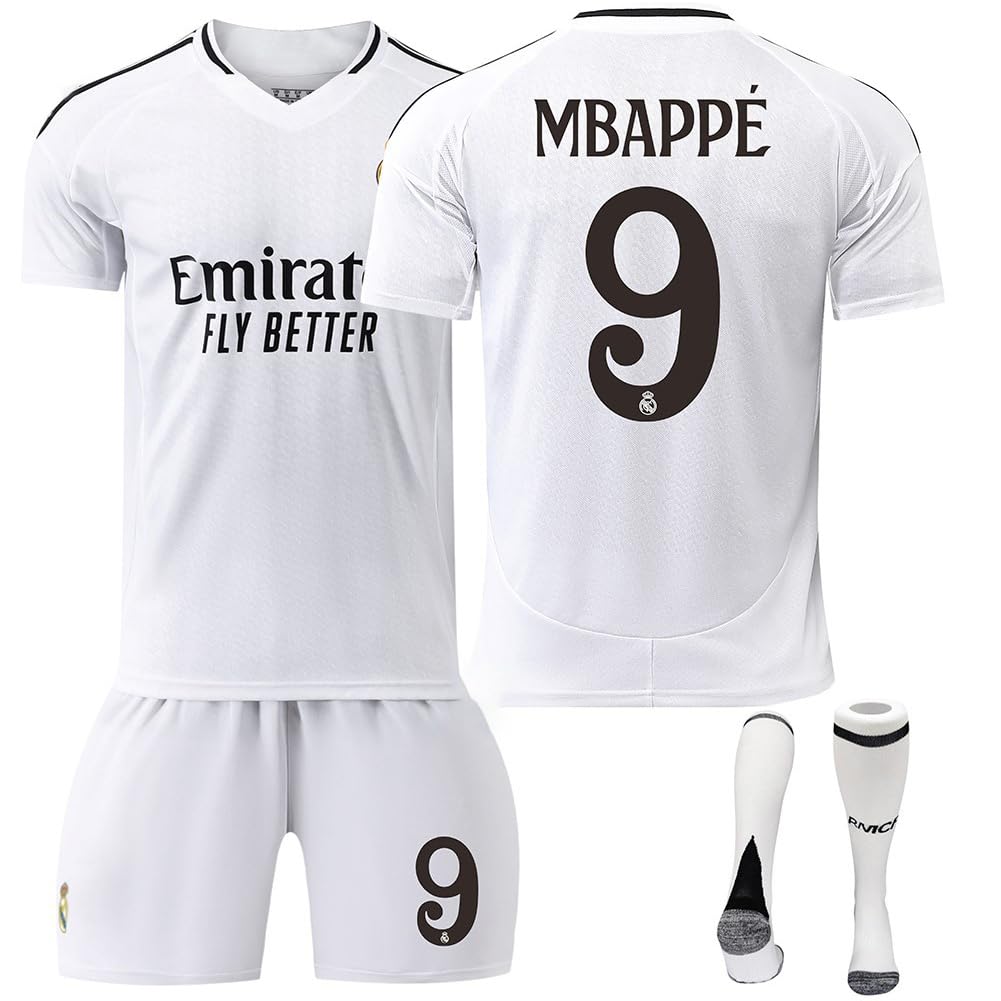 

Футбольная форма AHCY Real Madrid Home Mbappe Футбольная форма номер 9 Mbappe для взрослых и тренировок Спортивная футболка, комплект верха и низа с носками 24-25