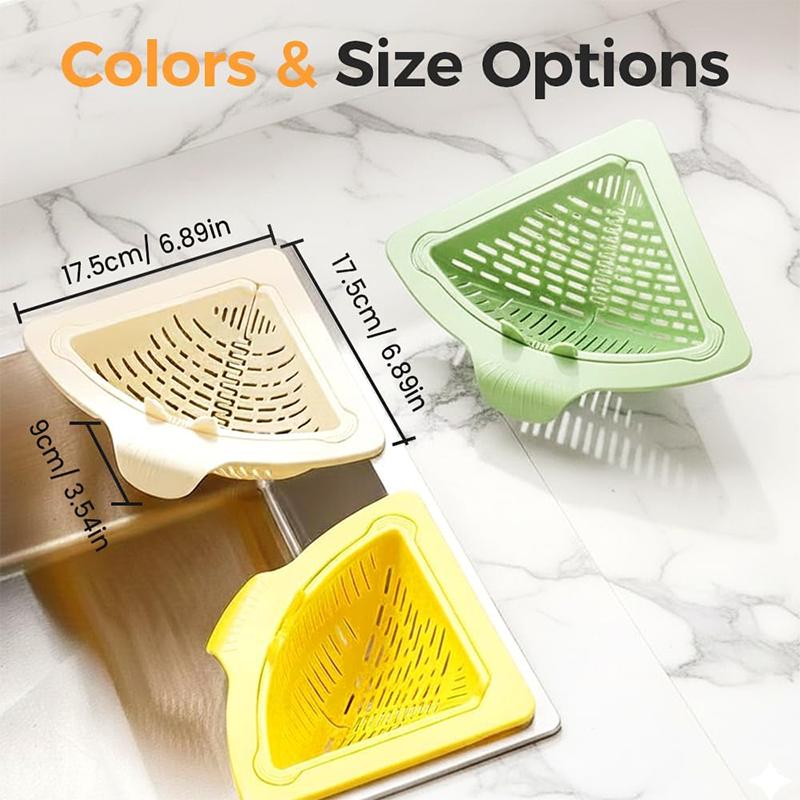 Triangular Draining Basket for Sink Magnetic Corner Sink Strainer with Twist-Open Bottom Kitchen Filter Rack Sink Corner Rack