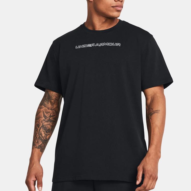 Under Armour Printed Letter Breathable Pullover Crew Neck Short Sleeve T-Shirt Men Tops Black 1382903-001