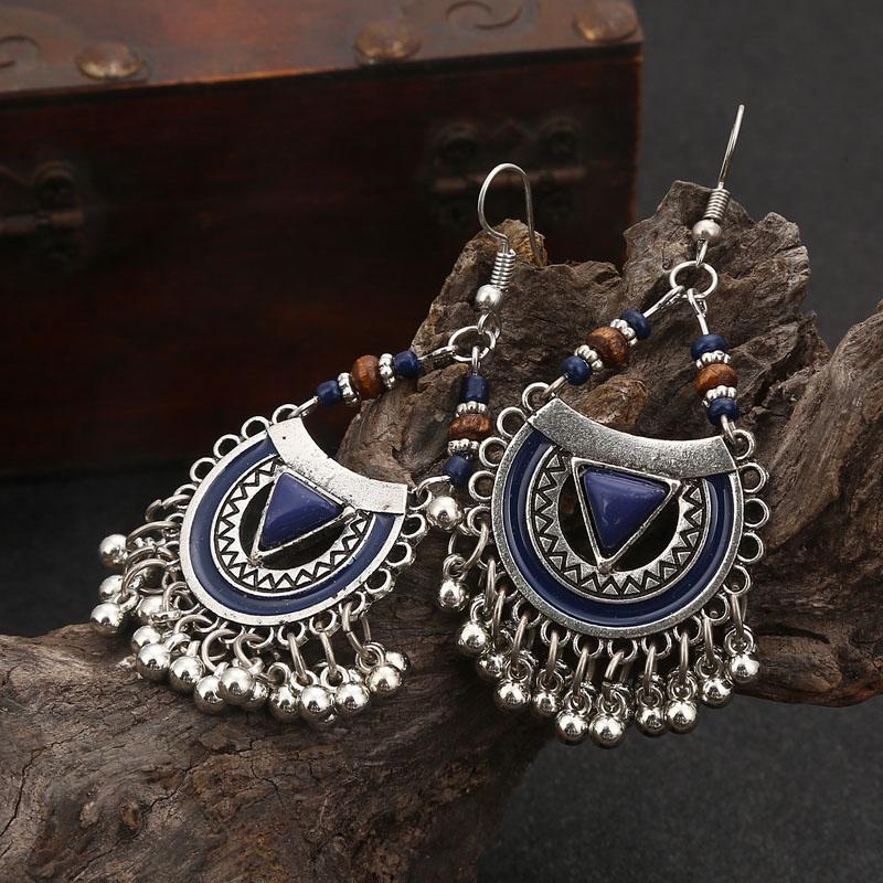 Boho Vintage Drop Dangle Beads Tassel Earrings For Women Handmade Triangle Geometric Bohemian Earings Fashion Jewelry Bijoux