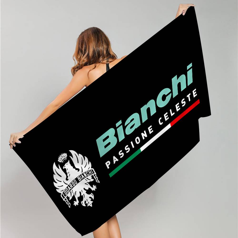Marca B-Bianchi Logo Bicicletta Coperta in Microfibra Asciugatura Rapida Teli da Spiaggia Stampa Sovradimensionata Super Assorbente Coperta Asciugamano per Piscina