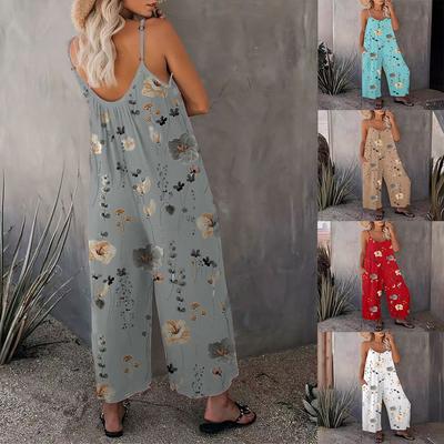 2025 Mode Lente en Zomer Casual Dames Salopette Herfst Losse en Ademende Stijl Bedrukte Mouwloze Jumpsuit voor Dames