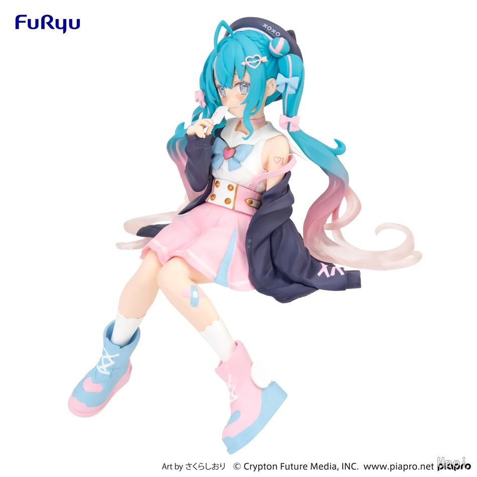 Hatsune Miku Anime Figure Pink Sakura Sitting Position PVC Action Model Toy for Decoration And Collection