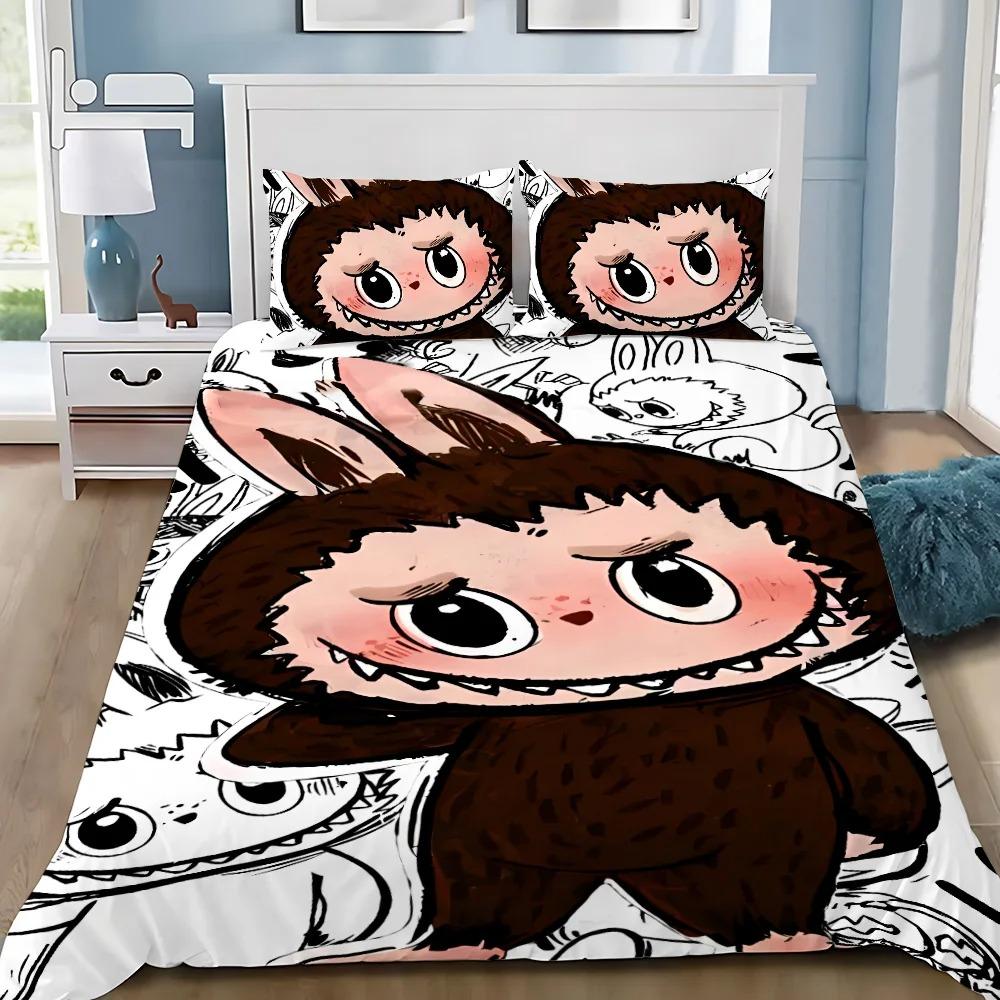 Søtt 3D Labu sengetøy 2/3 delers soveromssett, Barnegave Tenåringer voksen Mikrofiber dobbeltseng Dynetrekk med glidelås Romdekor