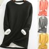 Moda Donna Autunno Inverno Manica Lunga O Collo Fodera in Pile Termico Caldo