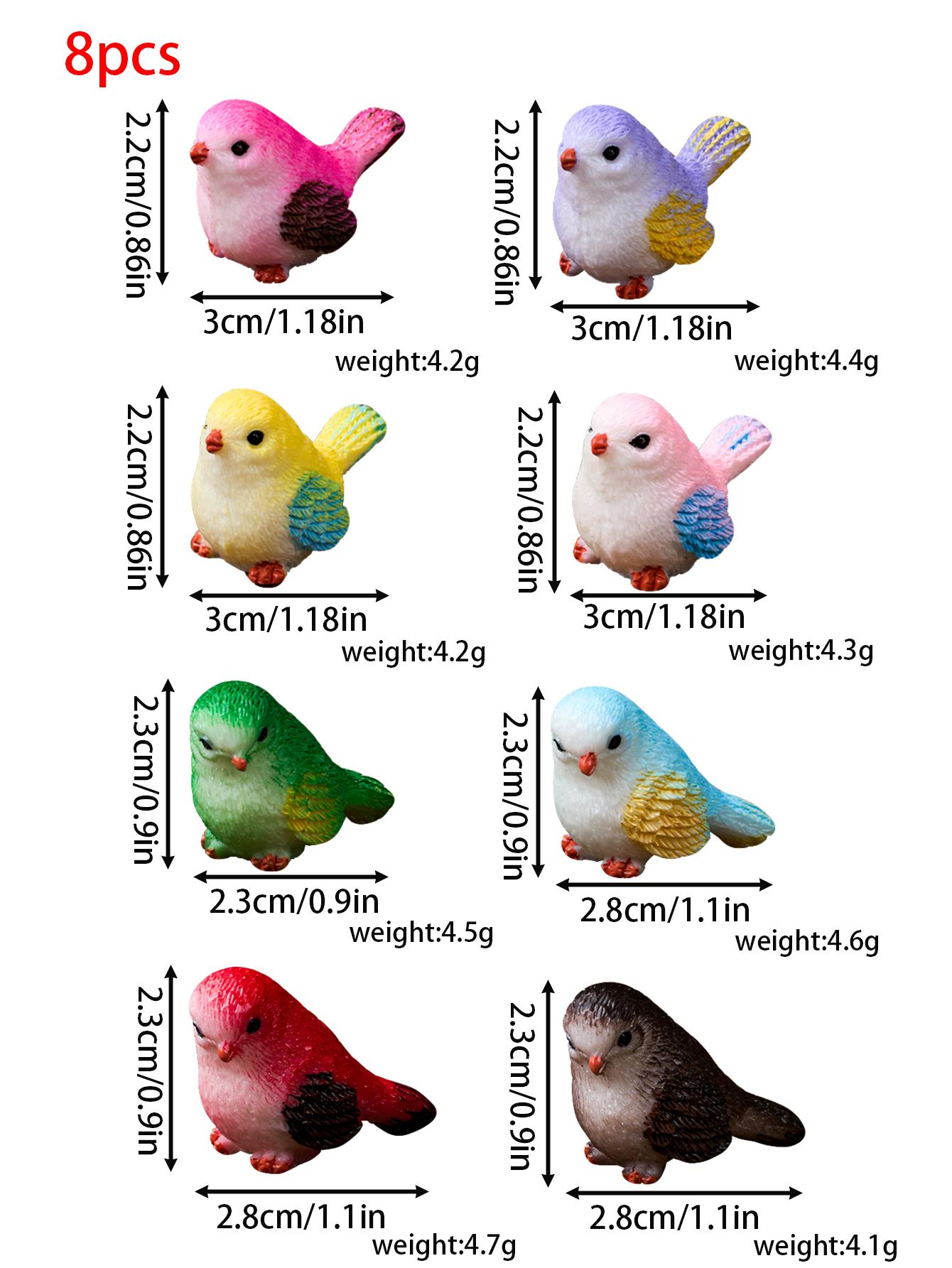 

8PCS Miniature Bird Figurines Mock Animal Toy Mini Cute Pet Model for Fairy Garden Moss Micro Landscape Artificial Little Bird