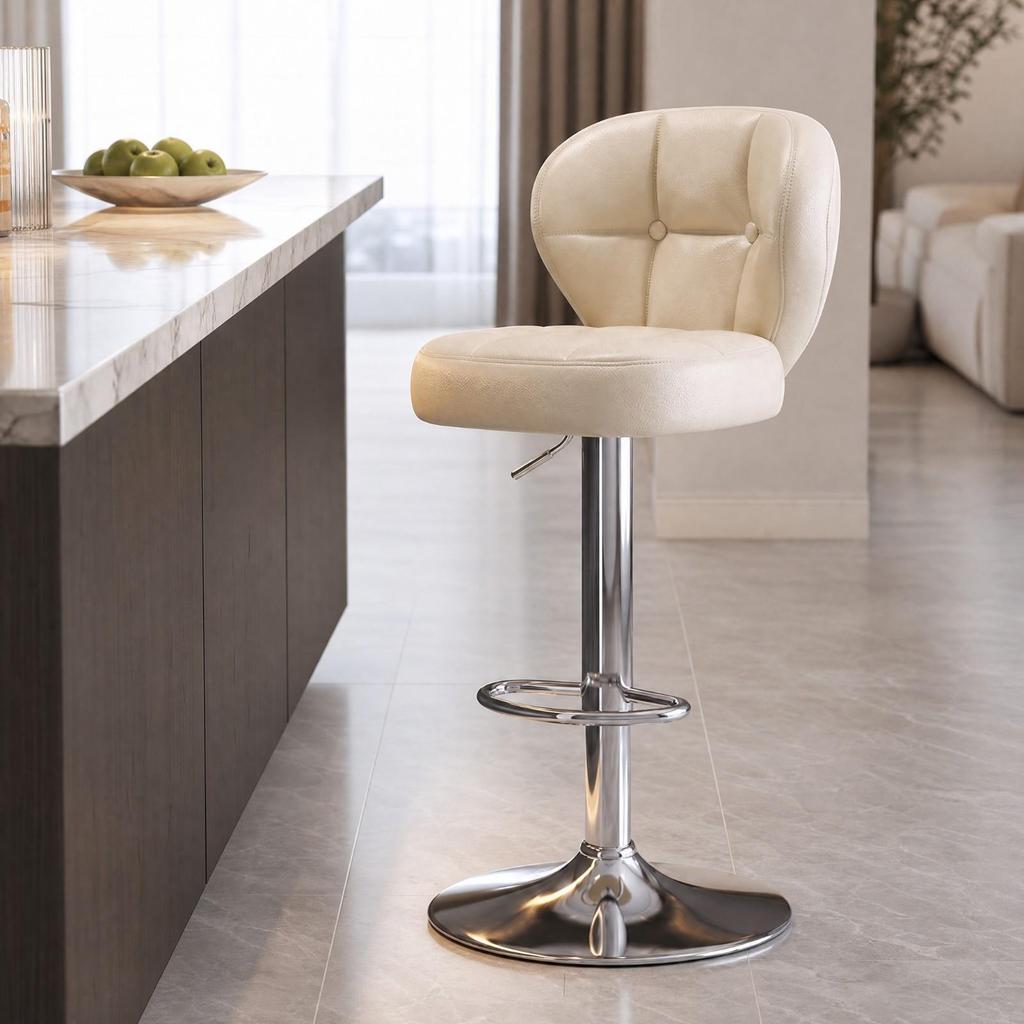 HeightAdjustable Bar Stool Ergonomic Upholstered with Backrest HighResilience Seating for
