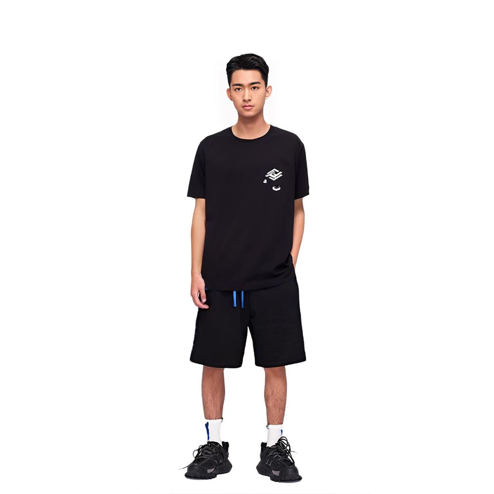FENDI T-Shirts Men's Black Crew Neck Moderate Straight Fit FY0936AL38F0QA1