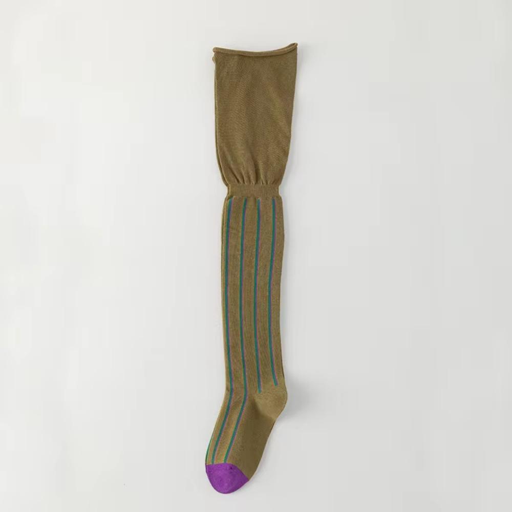 Loose Mouth Thigh High Socks Vertical Stripes Knee Length Stockings New Over Knee Stockings  Women